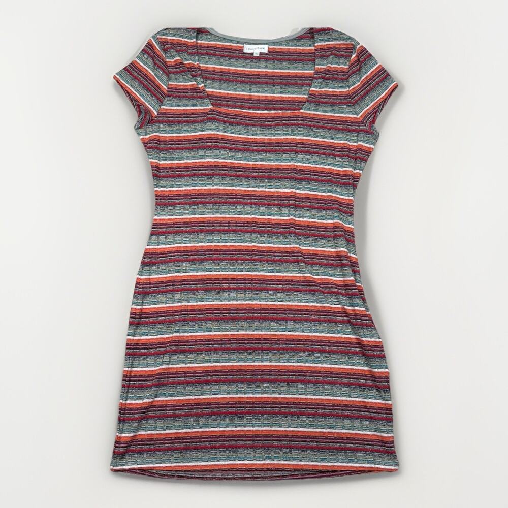 Revolve Privacy Please Women's Mini Dress XL Striped Metallic Ribbed - Picture 1 of 9
